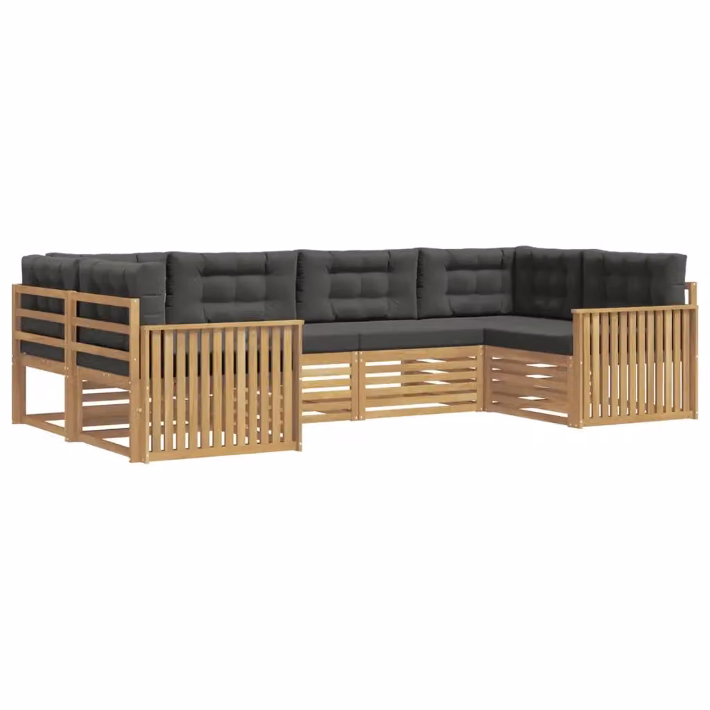 Set di divani da esterno a L vidaXL in legno di acacia con cuscini, Bianco e Antracite – 2