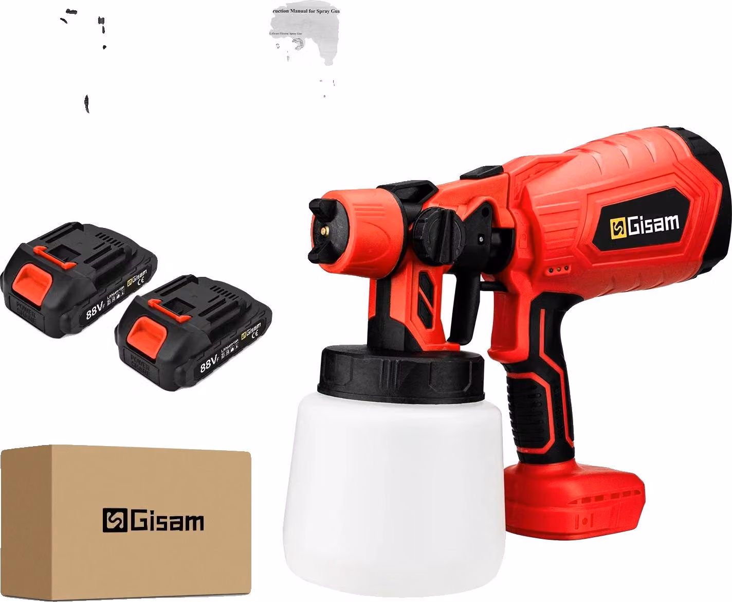 Pistola a spruzzo elettrica, capacità 1000 ml, alta efficienza, 2 piccole batterie rosse