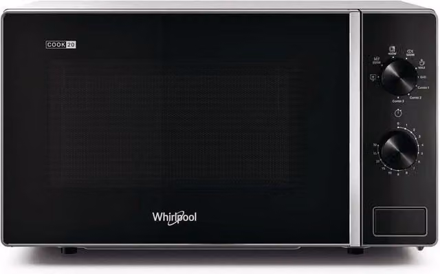 Microonde Whirlpool Mwp 103 Sb con Grill, 20 Litri, 700 W, Nero e Argento, L: 45,2 cm, P: 37,8 cm, H: 26,2 cm
