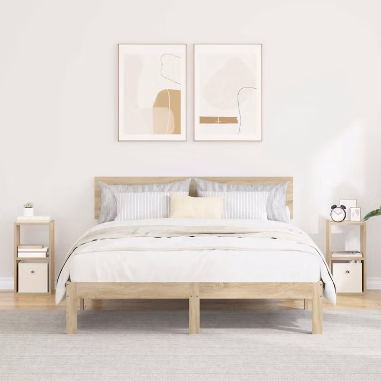 Set di 2 comodini moderni vidaXL in Rovere Sonoma, colore beige/marrone, L: 25,5 cm, P: 22 cm, H: 49,5 cm