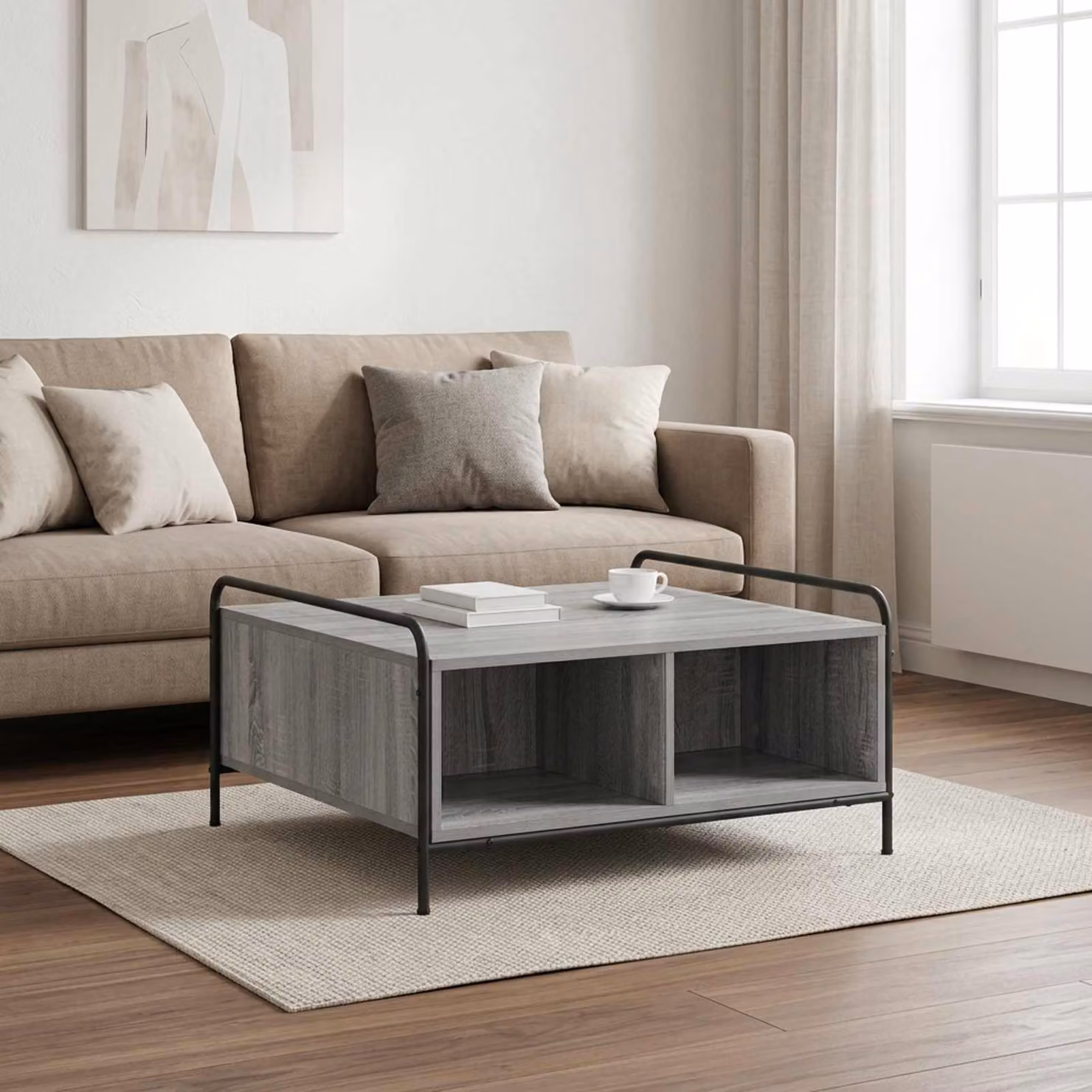 vidaXL Tavolino da salotto moderno grigio L: 50 cm, P: 49 cm, H: 41 cm