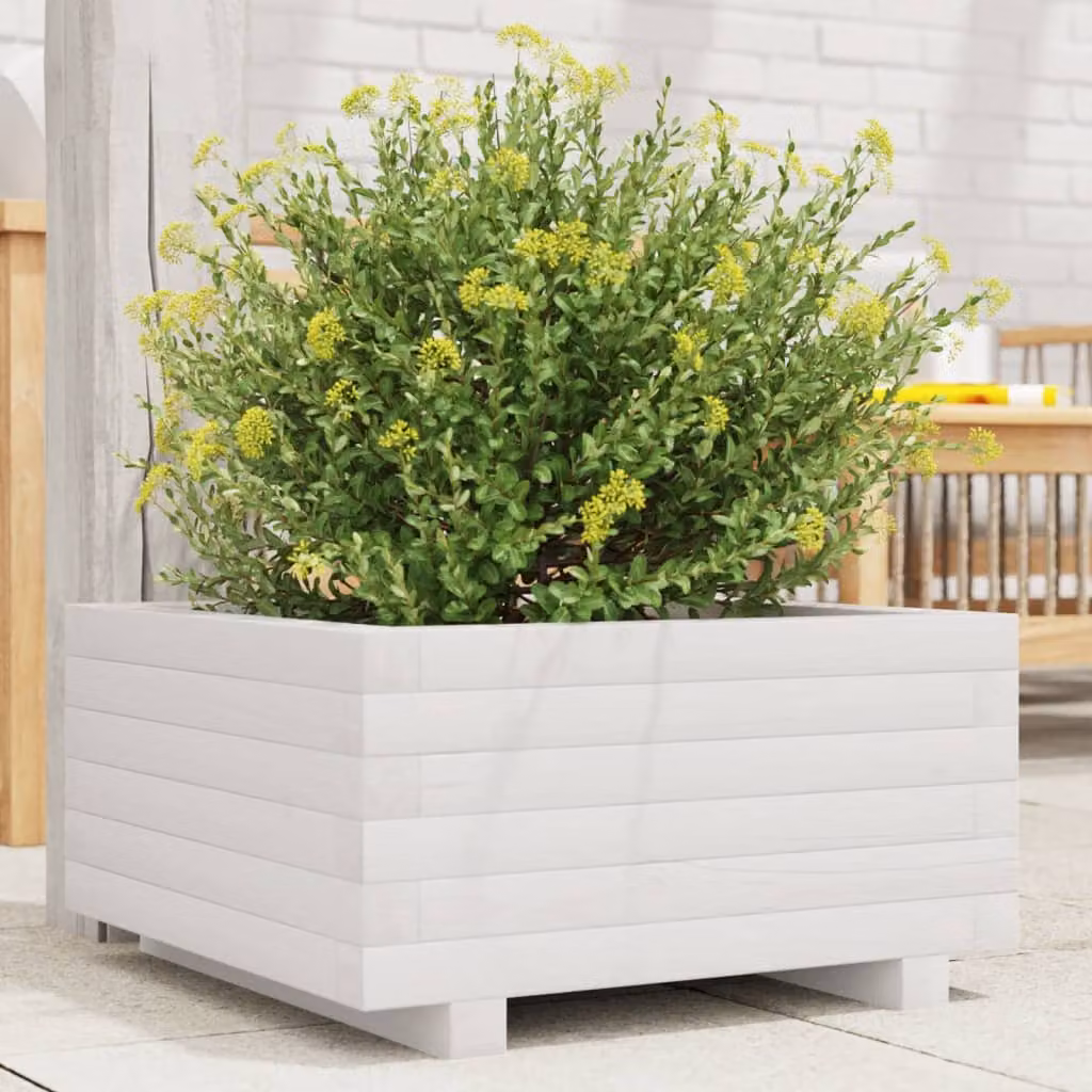 Fioriera da giardino vidaXL in legno di pino bianco L/P/H: 50 x 50 x 26,5 cm