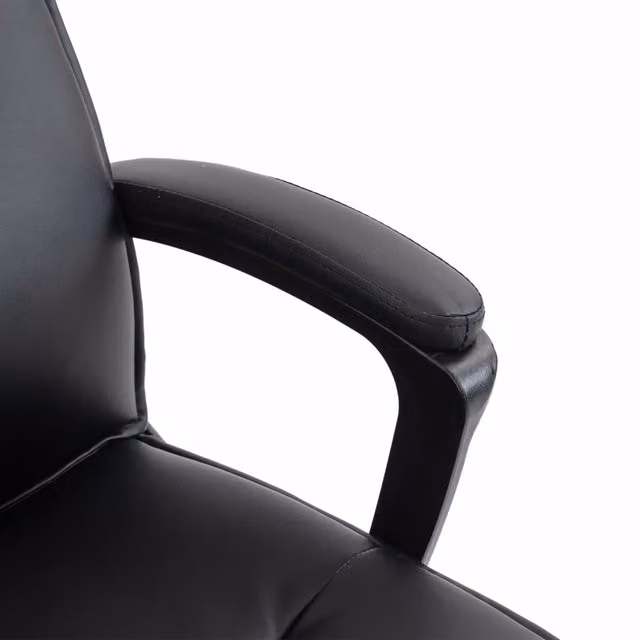 Sedia da ufficio ergonomica REDOM in similpelle nera con braccioli e altezza regolabile, L: 66 cm, P: 70 cm, H: 109-119 cm