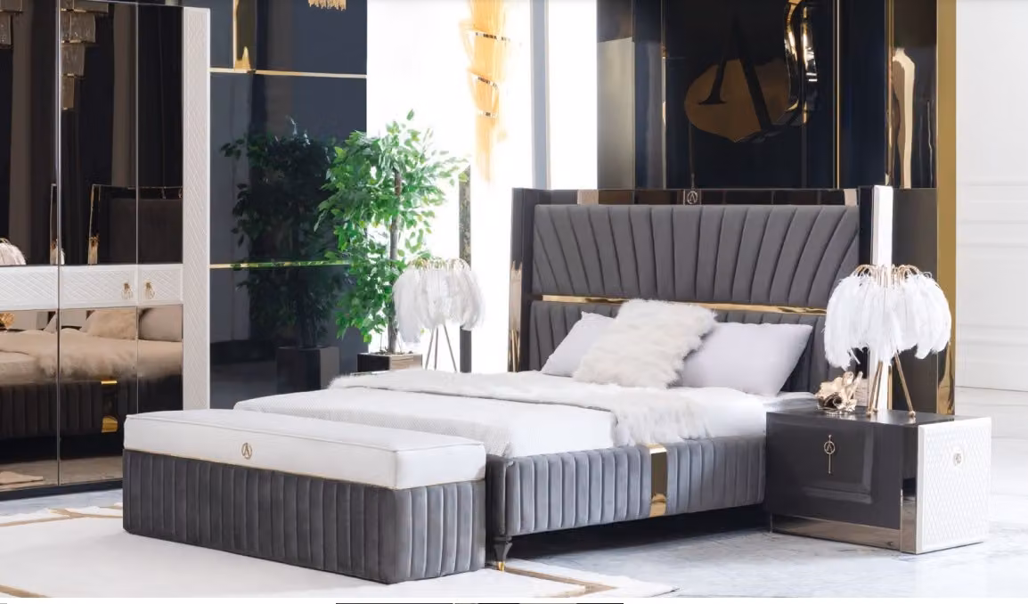Telaio del letto Letti in legno Hotel Telaio del letto Grigio Mobili Letto Letto matrimoniale Letti moderni