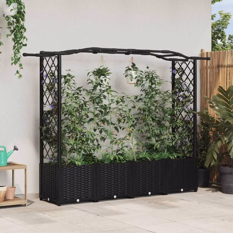 Letto rialzato con griglia e tetto vidaXL, colore nero, L 204 cm x P 40 cm x H 138 cm