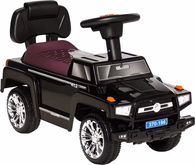Macchina Cavalcabile Fuoristrada HOMCOM per Bambini 18-36 Mesi con Luci, Suoni e Volante, Nero, L: 68 cm, P: 30.5 cm, H: 41.5 cm – 1