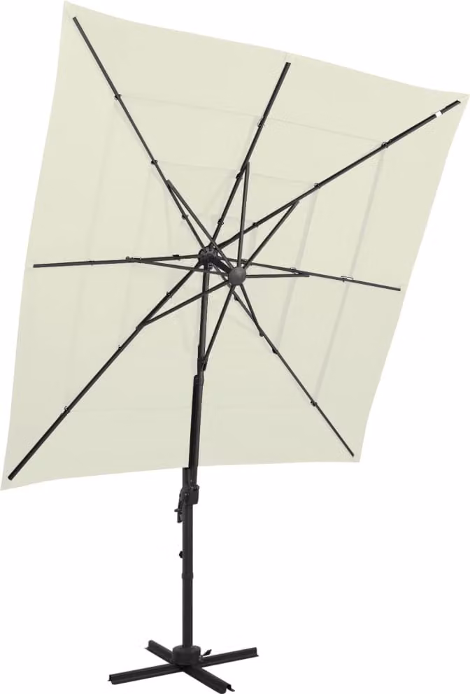 The Living Store Ombrellone con palo in alluminio a 4 strati color sabbia 250x250 cm