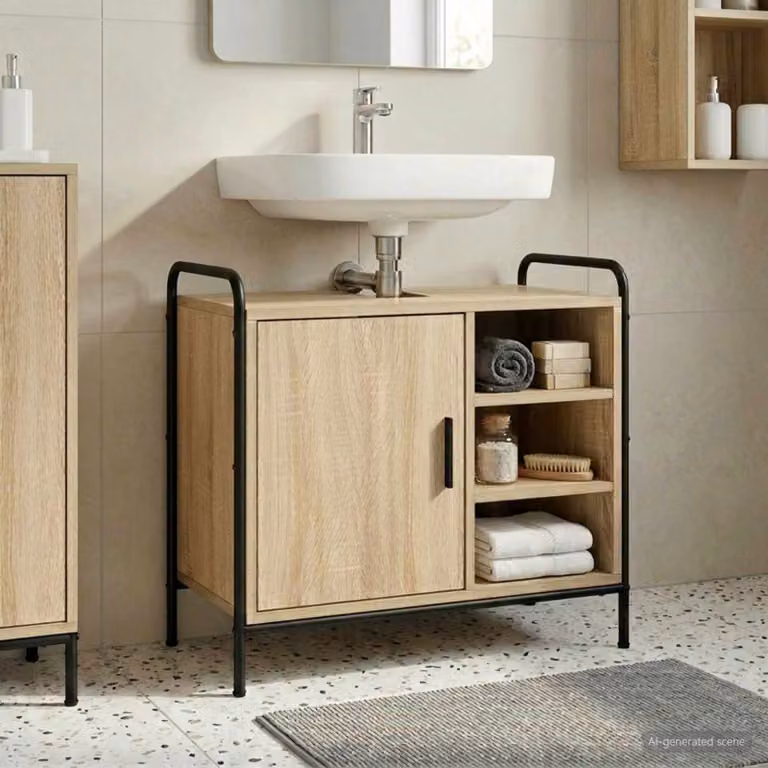 vidaXL Mobile da Bagno Rovere Sonoma 65,5 x 34 x 61 cm