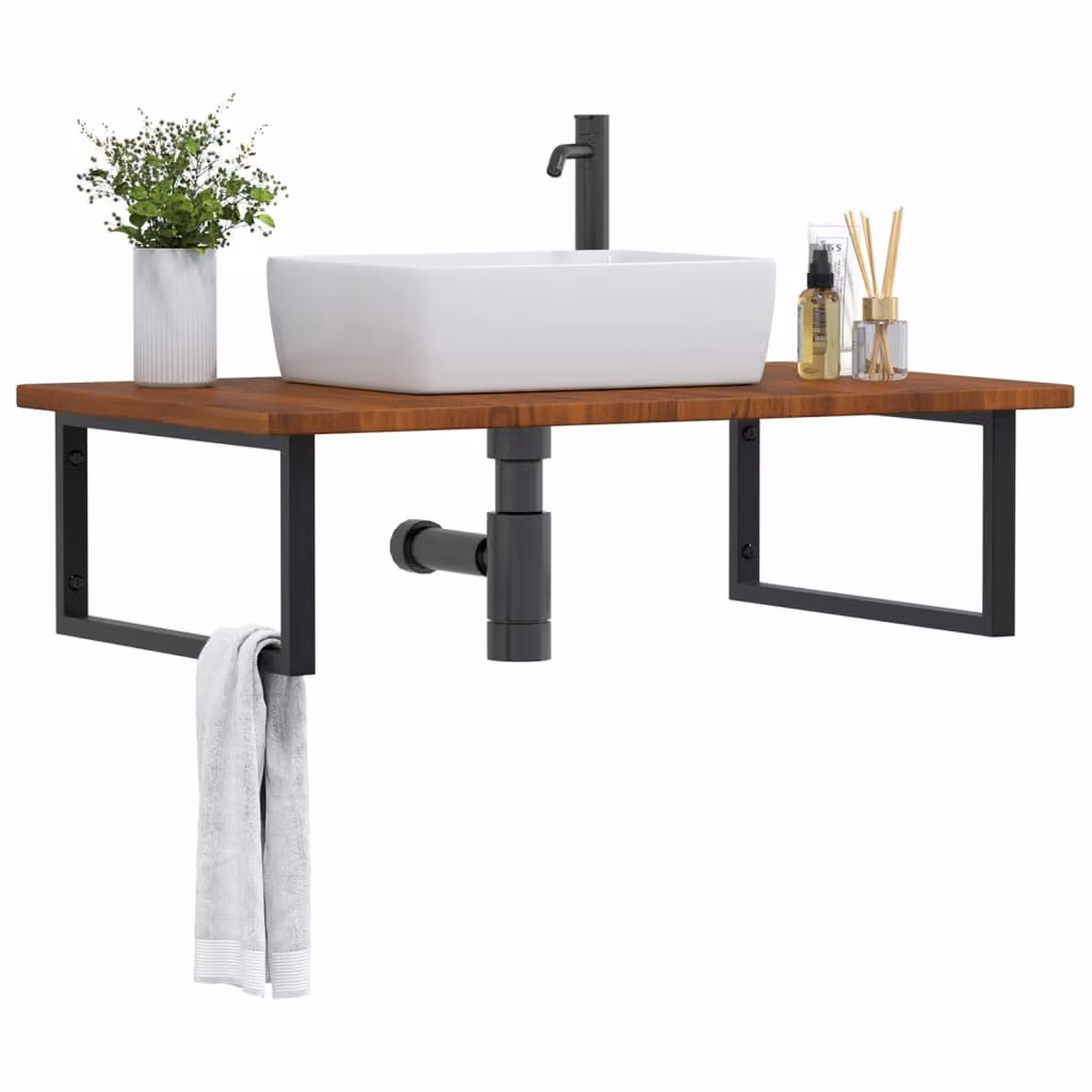 vidaXL Ripiano a Parete per Lavabo in Rovere e Metallo, Design Moderno, Multicolore