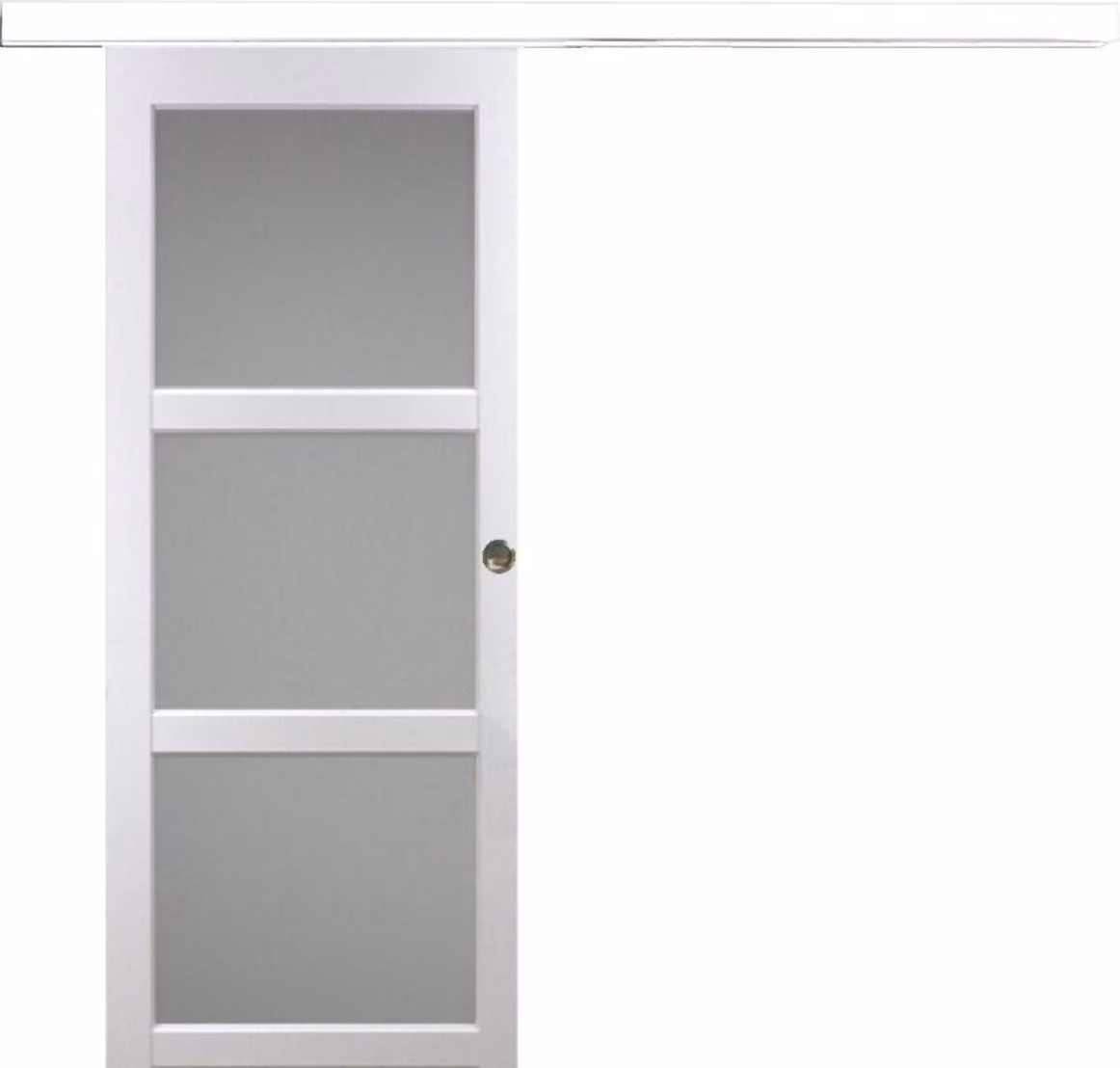 Porta scorrevole Kenya bianca con vetro H204 x L93 cm, binario in alluminio bianco, conchiglie Gd Menuiseries