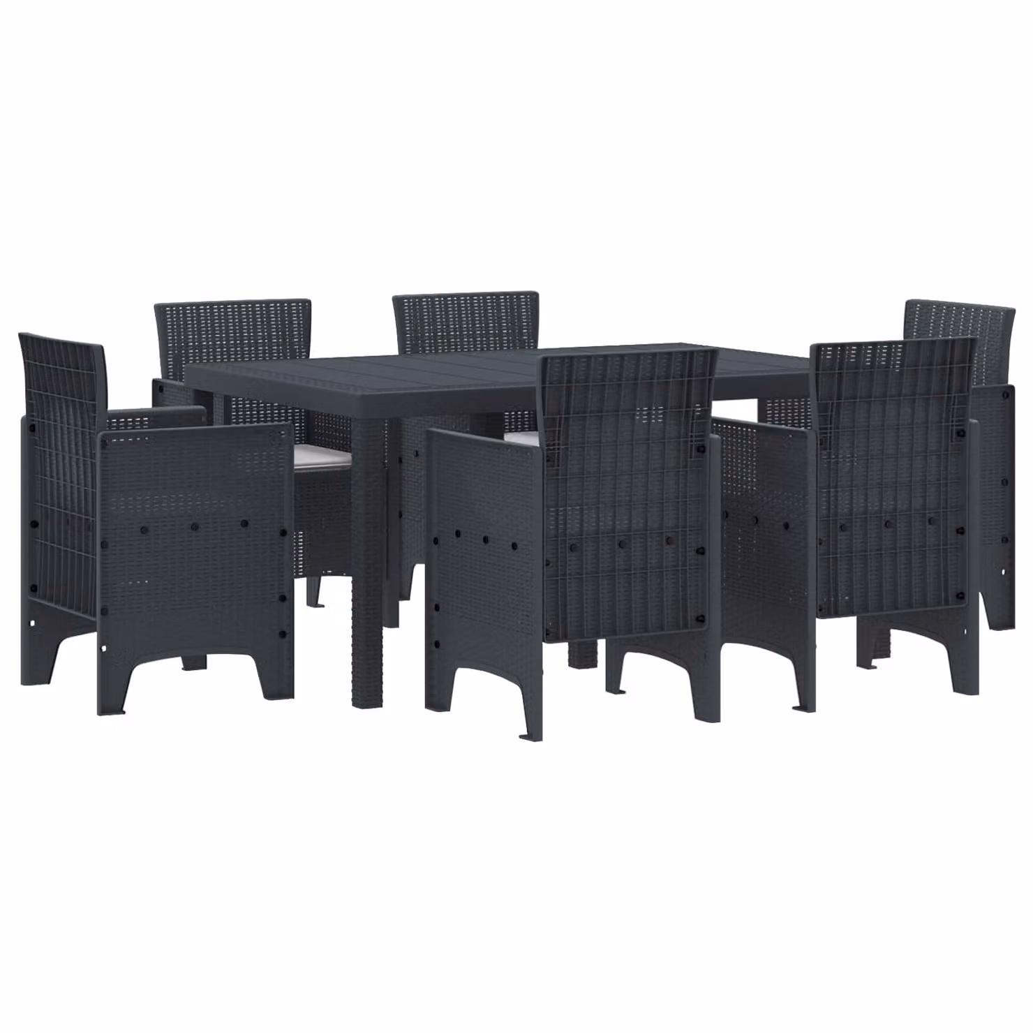 vidaXL Set da Pranzo per Giardino 7 pz in Polyrattan Antracite – 2