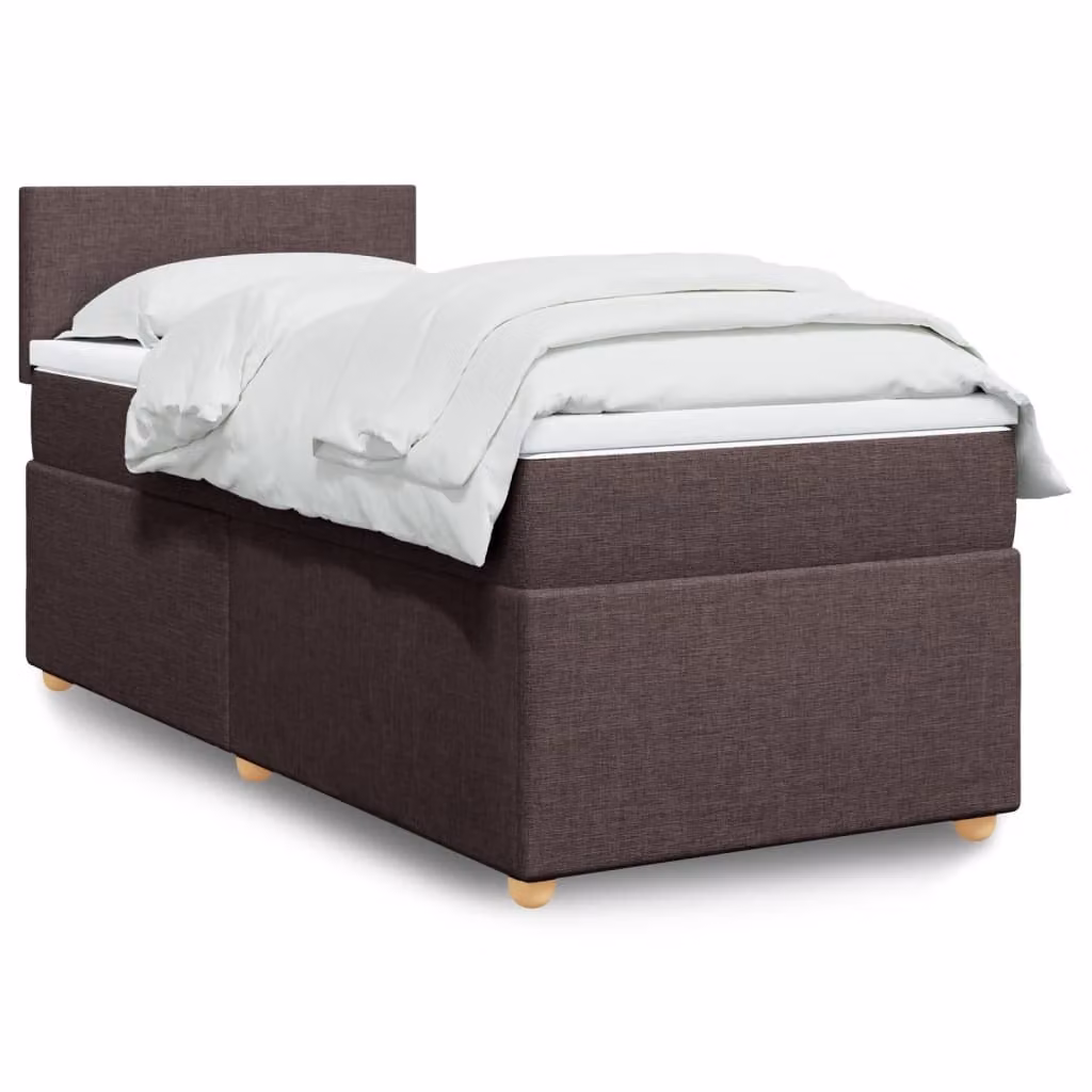 vidaXL Giroletto a Molle con Materasso Ibrido in Tessuto Marrone e Bianco L/P: 90 x 190 cm