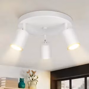 ZMH Plafoniera LED bianca a 3 fiamme Faretto da soffitto moderno GU10 Faretto da soffitto in metallo orientabile a 330° per soggiorno camera da letto corridoio