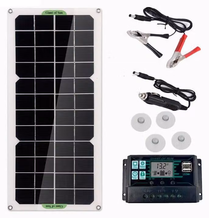 Pannello solare da 30 W, caricabatterie da 12 V con regolatore da 100 A, portatile