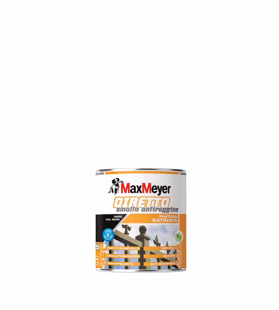 MaxMeyer Smalto Antiruggine Satinato Nero 0,75L per Interni ed Esterni