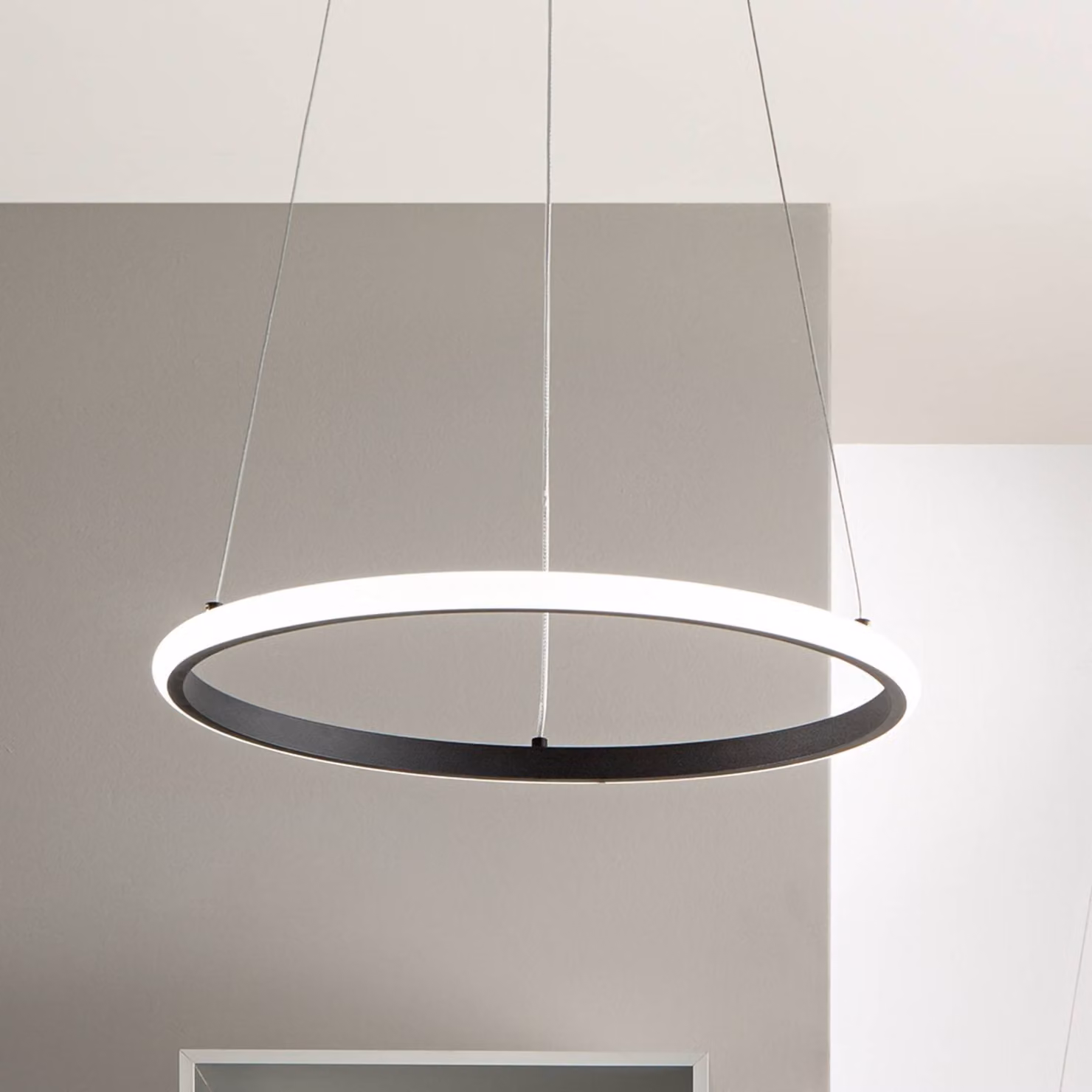 Luce Ambiente Design Lampada LED a sospensione Axis, Ø 60 cm, nera, metallo, CCT Axis, Nero, Soggiorno / Sala da pranzo, Metallo, Moderno