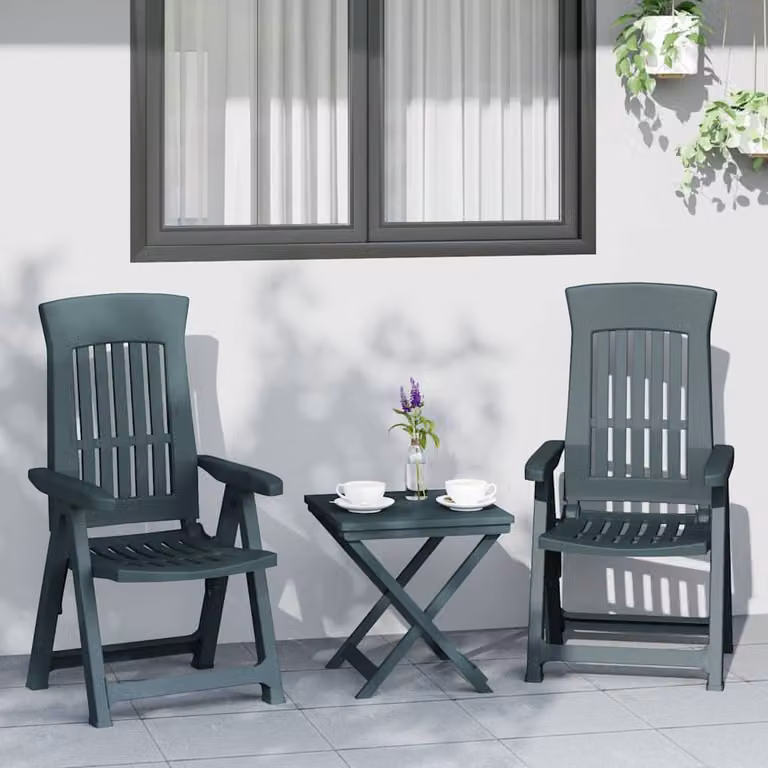 Set di 2 sedie pieghevoli reclinabili vidaXL in plastica verde per giardino
