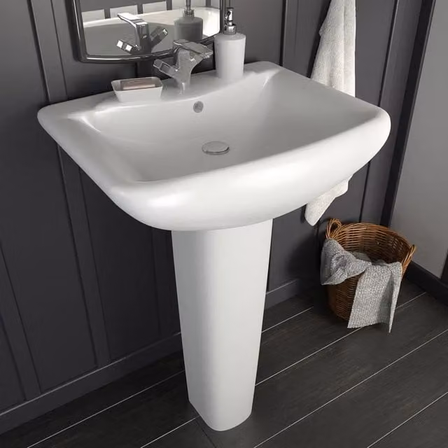 Lavandino a Colonna in Ceramica-Lavabo-Lavello Bianca 580x470x200 mm