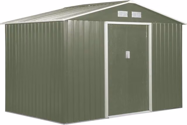 EasyComfort Casetta da Giardino con 2 Porte Scorrevoli e 4 Prese d'Aria in Acciaio, 277x195x192cm, Verde Chiaro