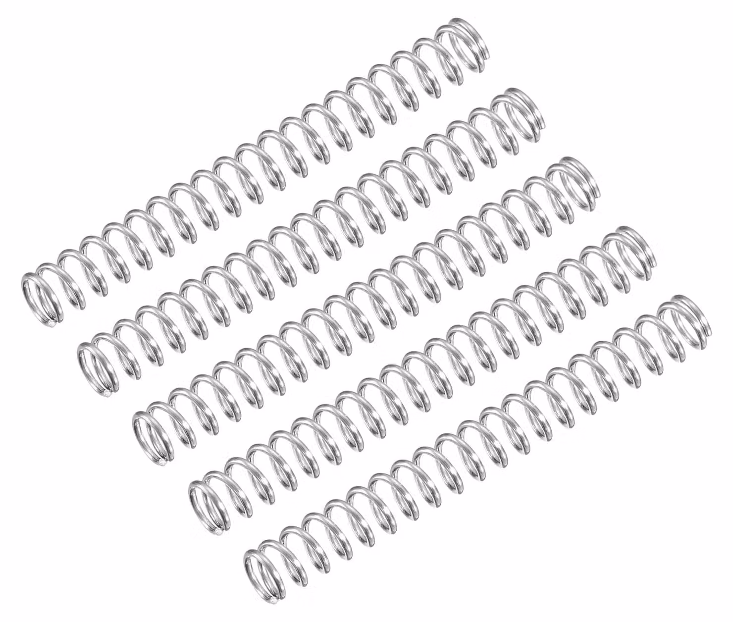 Molle a compression, confezione da 5, acciaio inossidabile 304, 6x0,8x50 mm, colore argento