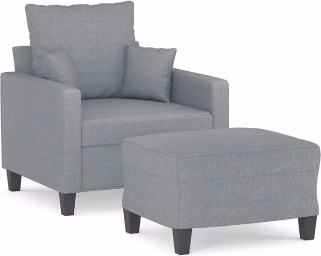 Poltrona | Sedia Relax con Poggiapiedi Grigio Chiaro 60 cm in Tessuto