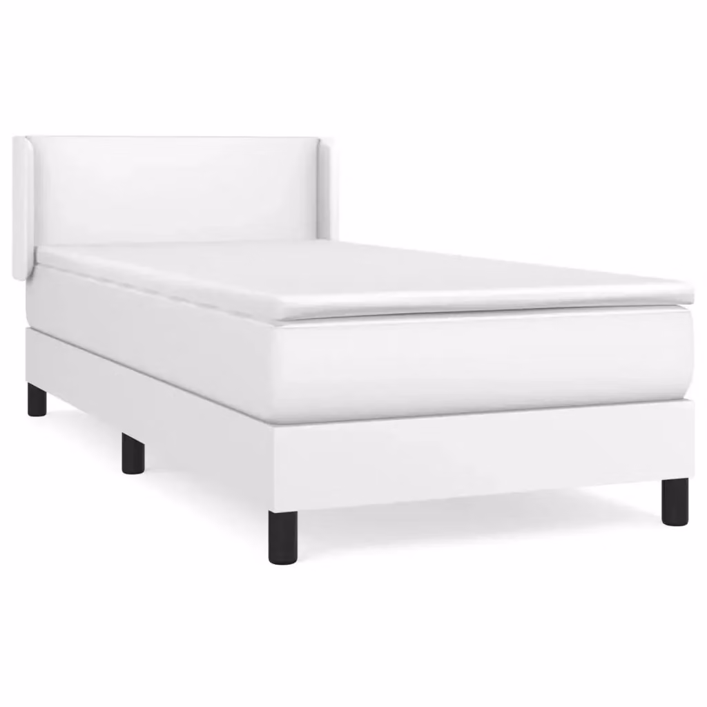 Letto con Giroletto a Molle e Materasso Ibrido vidaXL in Similpelle Bianco L/P/H: 203 x 103 x 88 cm – 2