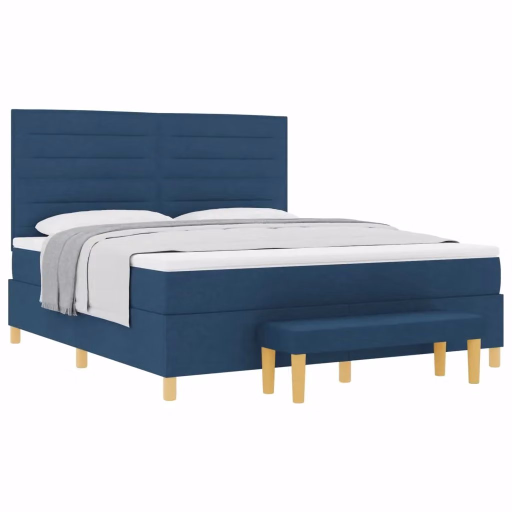 Letto a molle con testiera vidaXL in tessuto blu L: 180 cm, P: 200 cm, H: 203 cm – 2