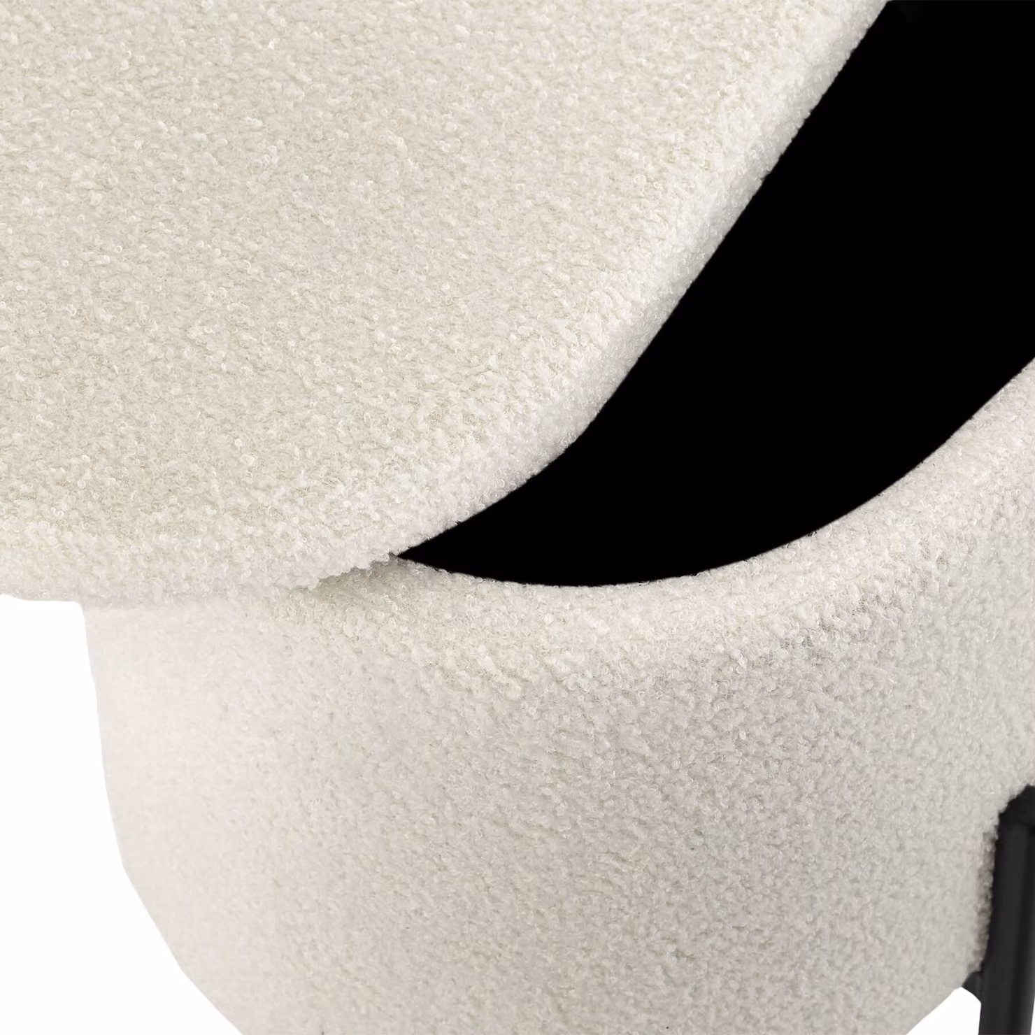 Panca Lanja tectake imbottita in tessuto bouclé bianco con spazio interno L: 150 cm, P: 43 cm, H: 36 cm – 1