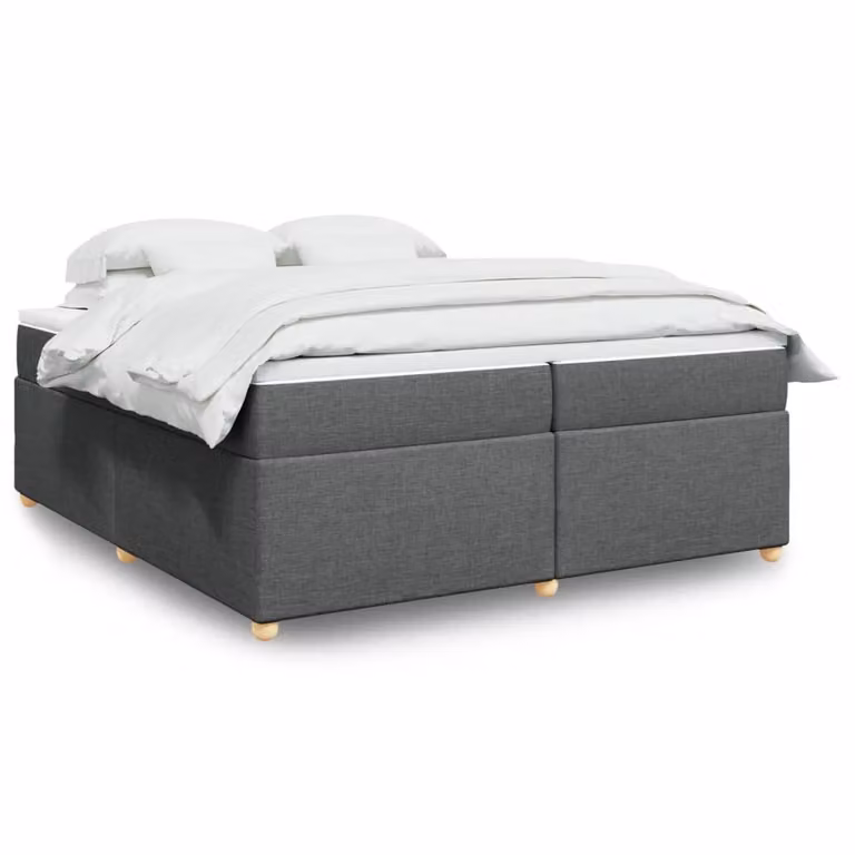 vidaXL Giroletto a Molle Ibrido con Materasso in Tessuto Grigio e Bianco, L/P: 200 x 200 cm