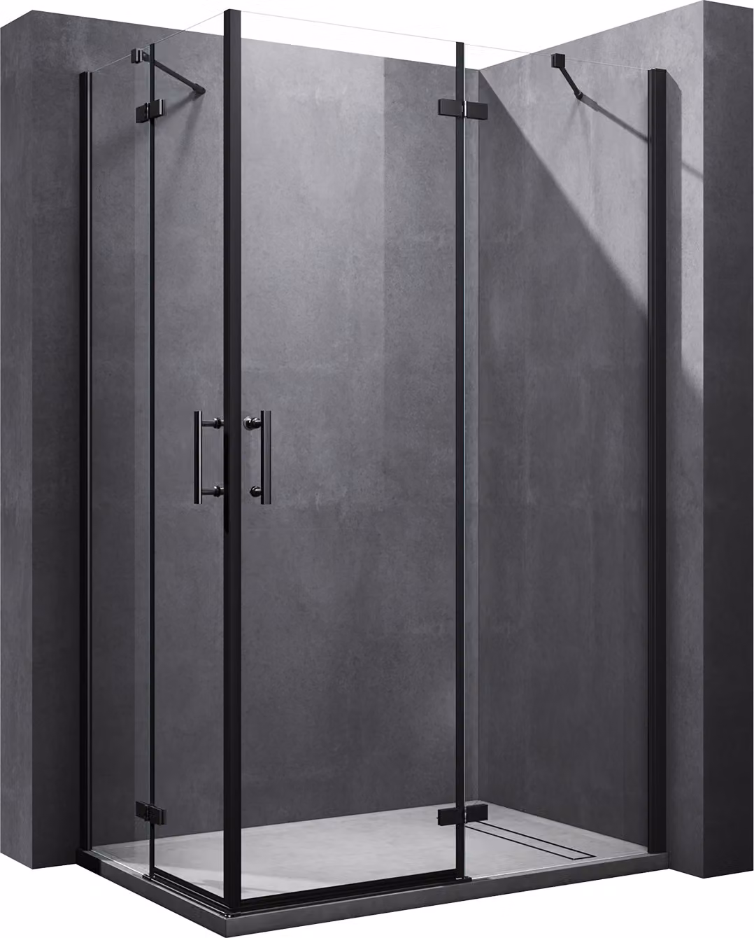 SONNI Cabina doccia nera con porta a battente 80x120x195cm Vetro di sicurezza ESG Nano 6mm Cabina doccia Doccia ad angolo Doccia ad angolo