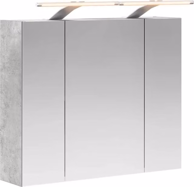 Mobiletto da bagno con specchio e illuminazione LED DESIGN IN, Grigio, L: 60.0 cm, H: 50.0 cm, P: 14.5 cm