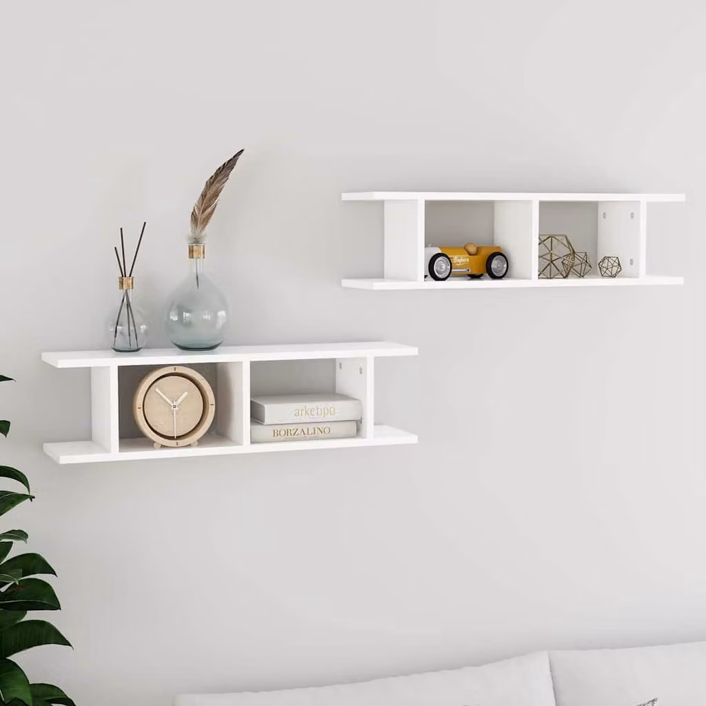 Set di 2 mensole a parete vidaXL in legno bianco opaco L: 75 cm, P: 20 cm, H: 18 cm