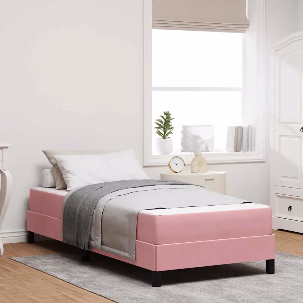 Letto a molle con materasso vidaXL in tessuto rosa L: 100 cm, H: 45 cm – 1