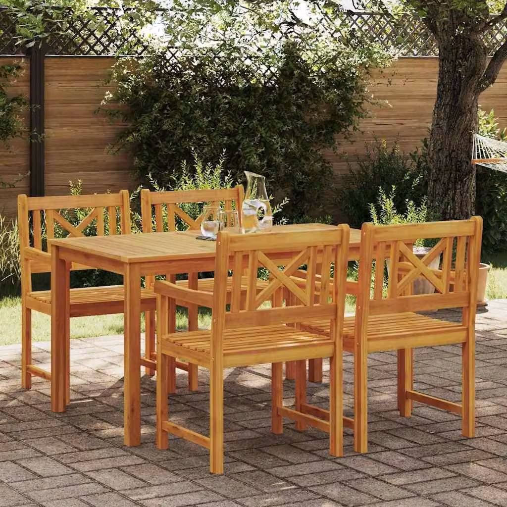 Maison Exclusive - Set da pranzo per esterno, 5 pezzi, legno massello di acacia, color marrone