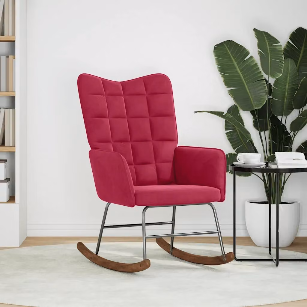 Sedia a Dondolo Rosso Vino in Velluto CFW9651127 – 2