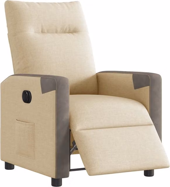 Poltrona Elettrica Reclinabile-Divano Sedia Crema in Tessuto 645009