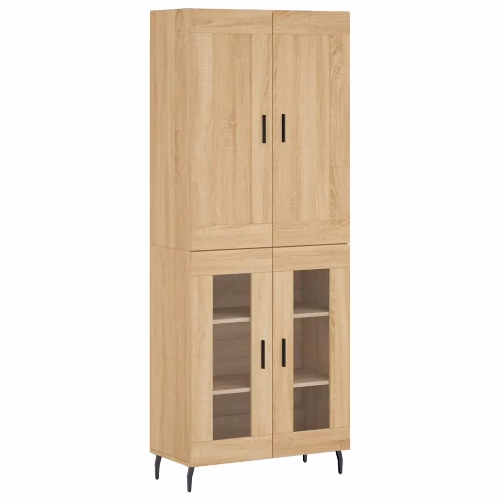 Credenza moderna vidaXL in rovere con ante a battente e ripiani interni, colore marrone, L: 69,5 cm, P: 34,0 cm, H: 180,0 cm – 2