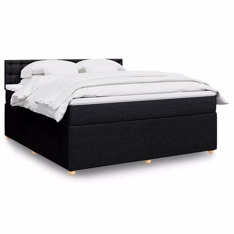 vidaXL Letto a Molle con Materasso Nero in Tessuto e Materiali Misti L/P/H: 180 x 200 x 100,5 cm