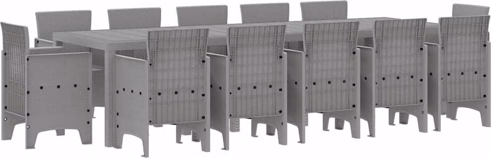 Set da Pranzo per Giardino 13 pcs Grigio chiaro Poly Rattan