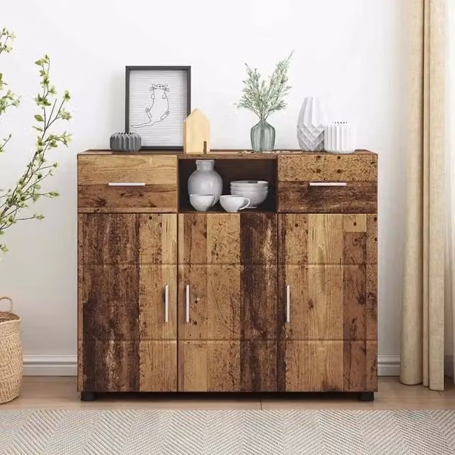 Credenza Buffet da cucina vidaXL in legno marrone con finitura opaca L: 88,5 cm, P: 30,5 cm, H: 73 cm