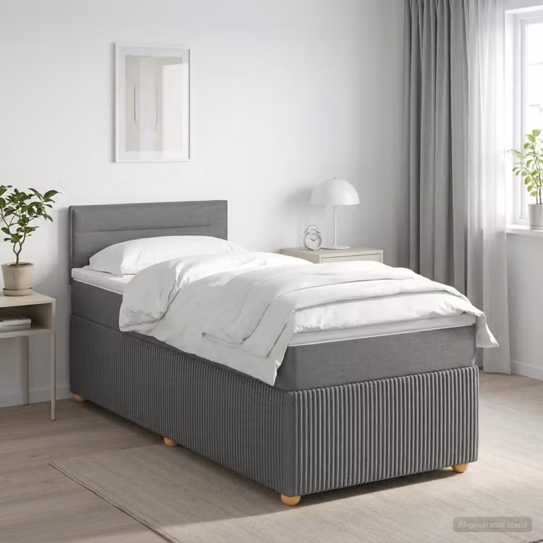 Maison Exclusive - Letto boxspring con materasso grigio scuro 90 x 190 cm Tessuto