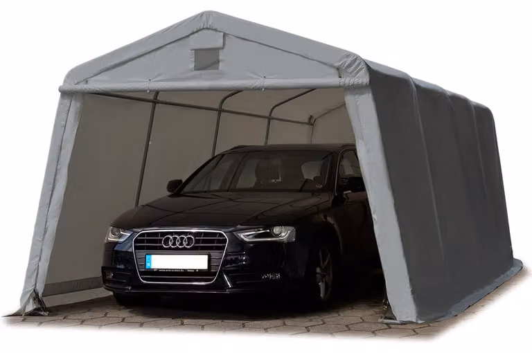 TOOLPORT Tendone Garage 3,3x6,2 m grigio PE 600 N Costruzione Stabile in Acciaio Garage per Moto
