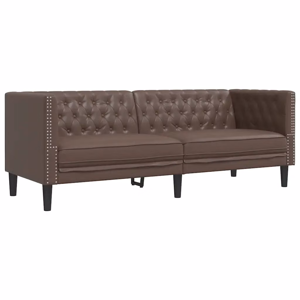 Divano Chesterfield a 3 posti vidaXL in similpelle marrone L: 194 cm, P: 74,5 cm, H: 70,5 cm – 2