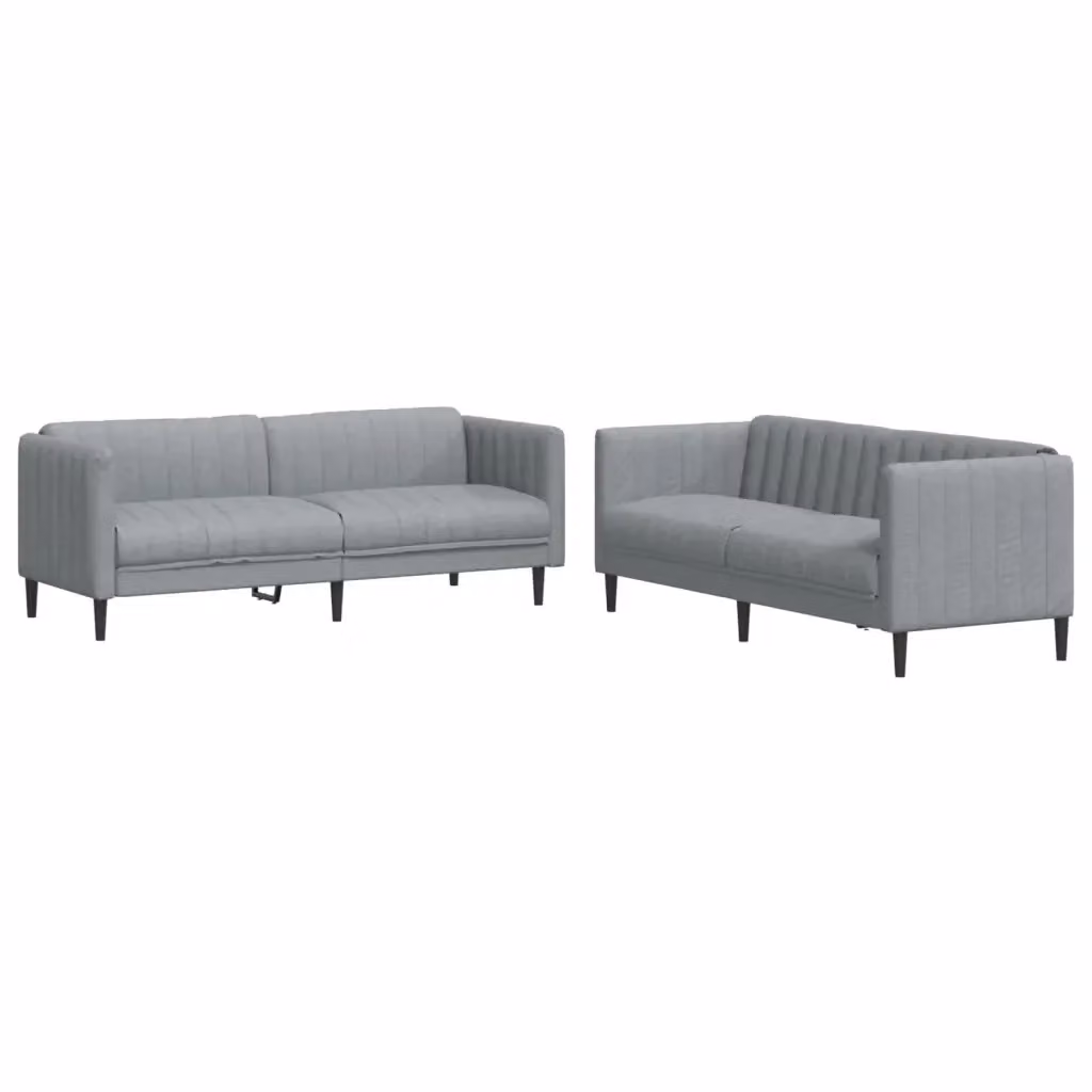 Set di 2 divani moderni vidaXL in tessuto grigio con struttura in legno massiccio L/P/H: 193 x 76,5 x 74,5 cm – 2