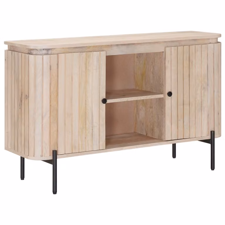 Credenza moderna in legno di mango vidaXL, colore marrone e beige, L 105 x P 30 x H 65 cm