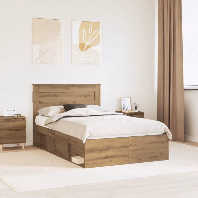 Struttura del letto moderna vidaXL in legno marrone con doghe fisse L/P: 120 x 200 cm