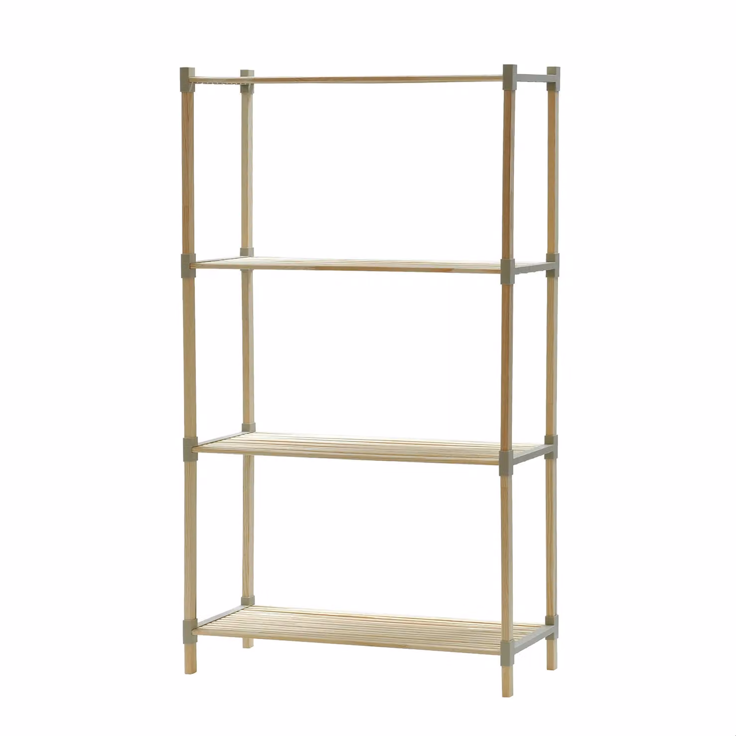 Scaffale Multiuso FixWood VESTIAMO CASA in legno di pino beige con 4 ripiani, H 117 cm x L 66 cm x P 32 cm – 1
