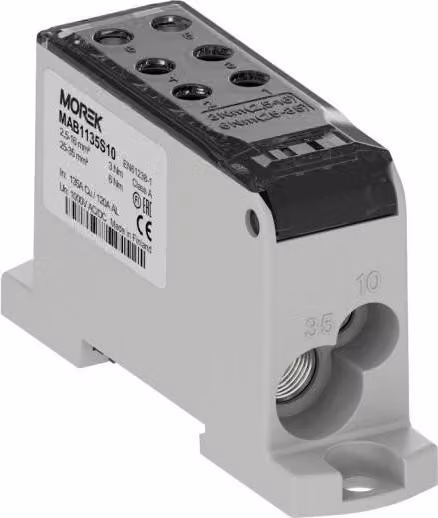 Blocco manifold grigio 1x2,5-35mm/1x2,5-10mm da 4x2,5-16mm / 2x2,5-10mm Morek MAB1135B1