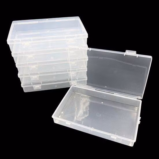 Ibenzoa® Set di 6 scatole trasparenti pieghevoli in plastica per gioielli e piccoli accessori, dimensioni esterne 18,2 x 11,6 x 3,2 cm / dimensioni interne 17,5 x 10,9 x 2 cm