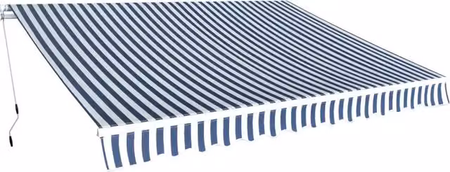 Tenda da sole pieghevole manuale vidaxl con manovella in alluminio e poliestere, Blu/Bianca, L: 350 cm x P: 250 cm